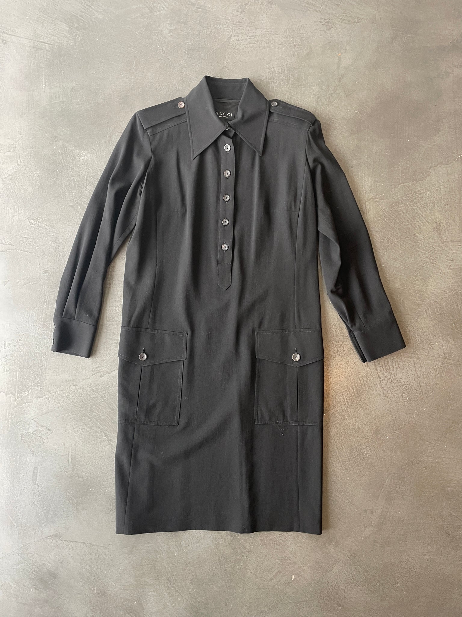 Button-Up Collared Dress W/ Lapels