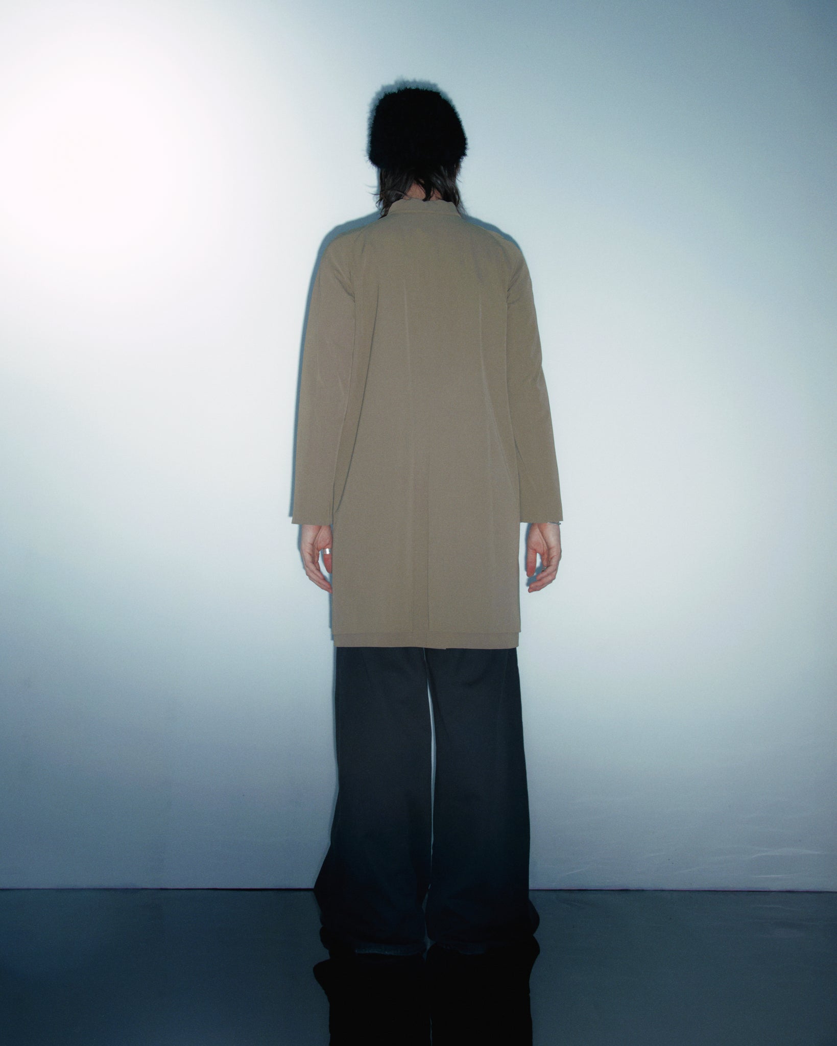 Long Line Beige Zip Up Jacket