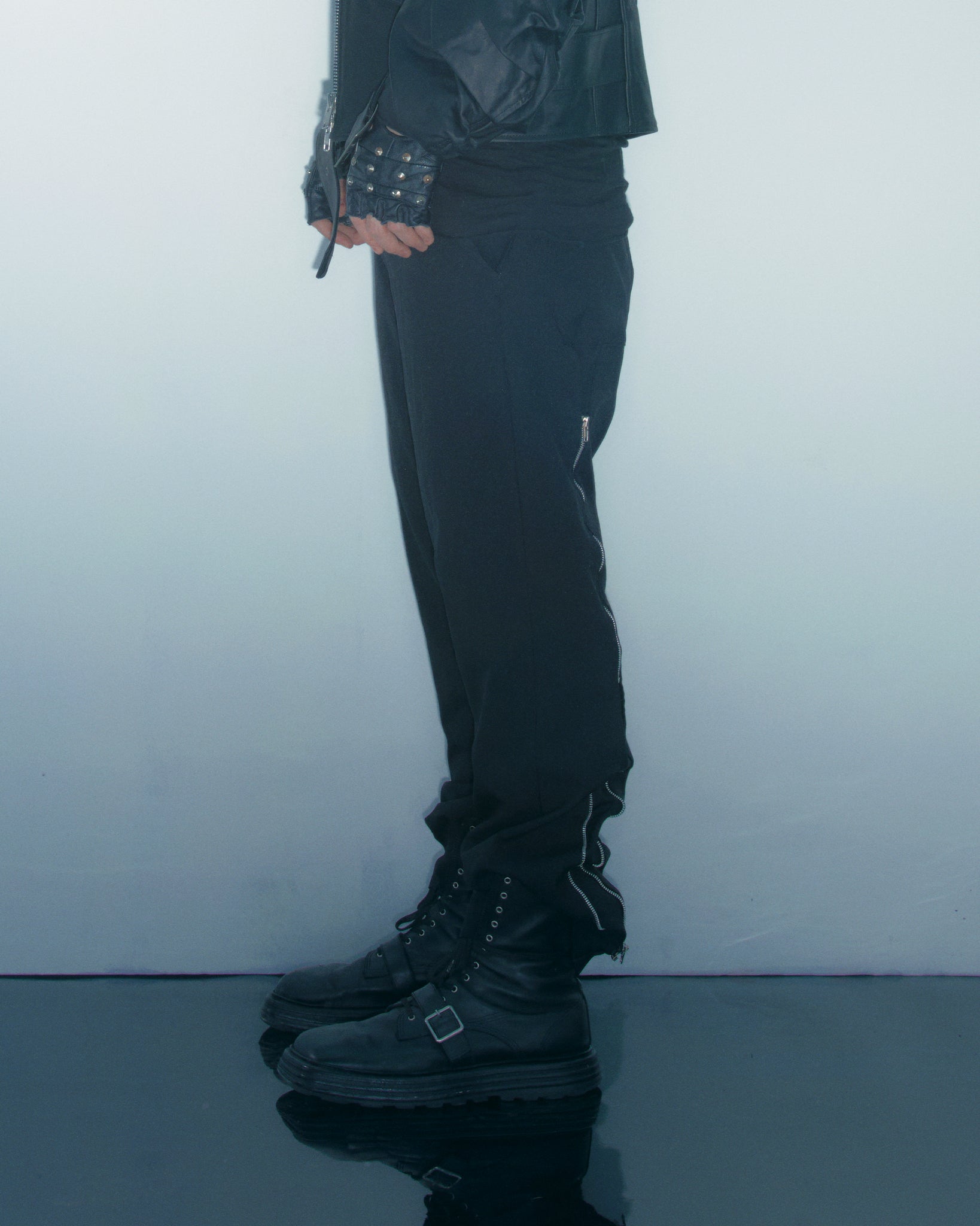 Black Multi Zip Trouser