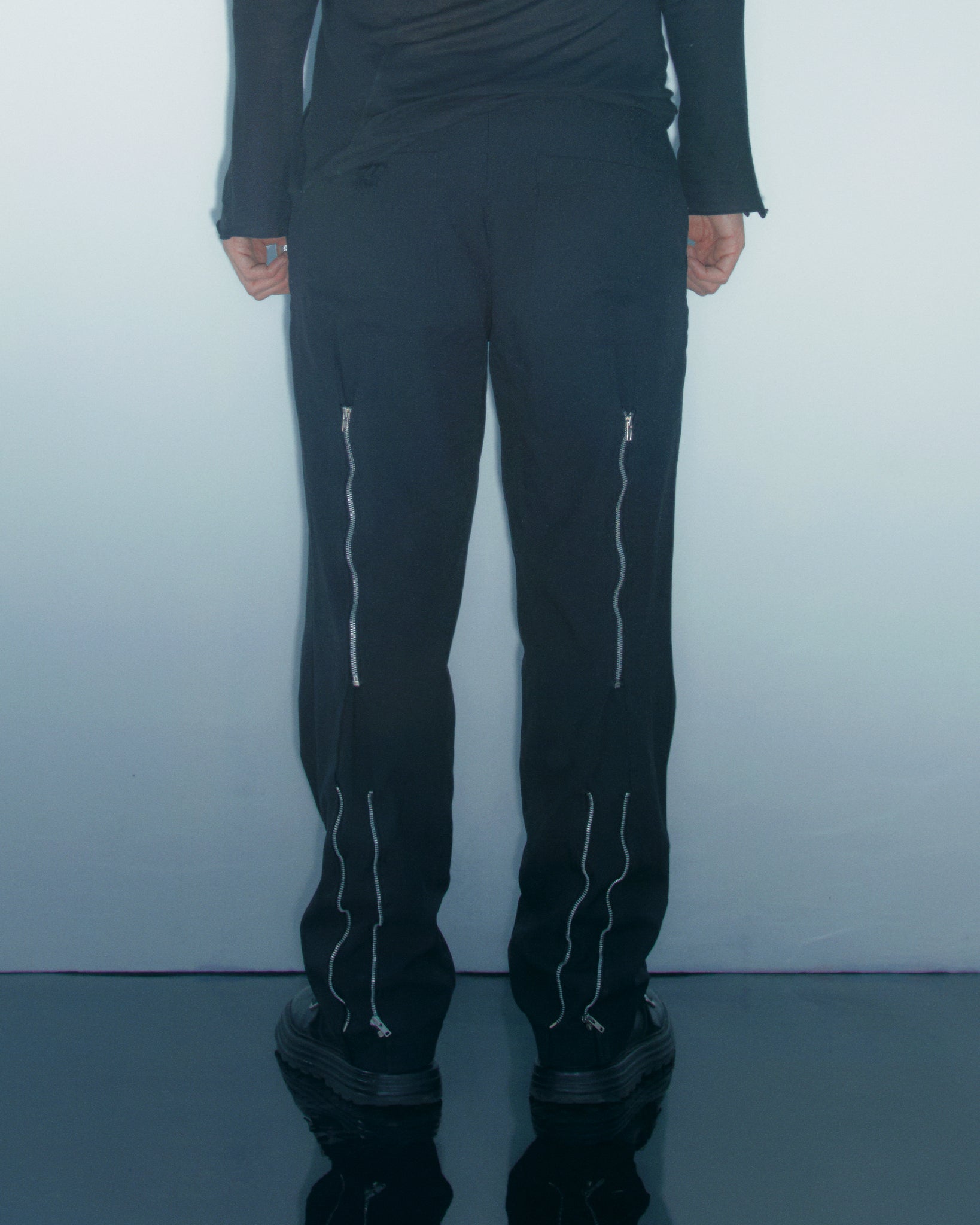 Black Multi Zip Trouser