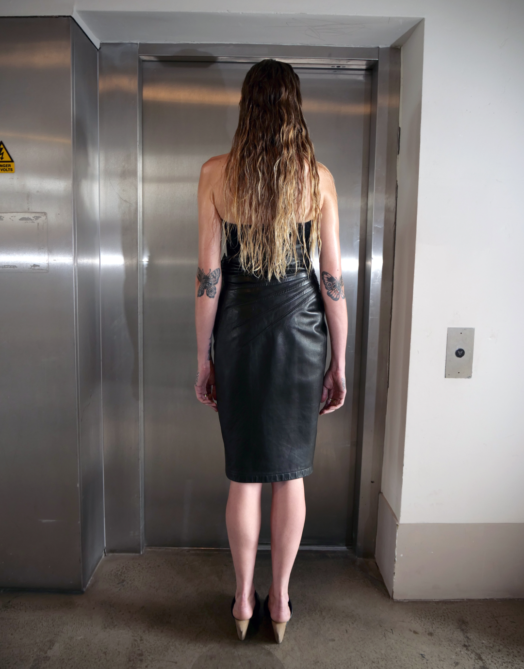 Leather High Waisted Midi Skirt