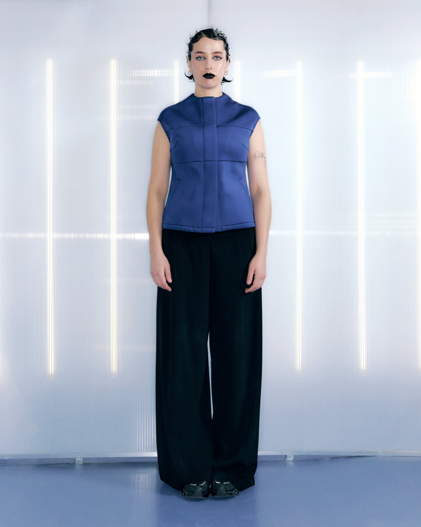 Blue Sleeveless Velcro Top