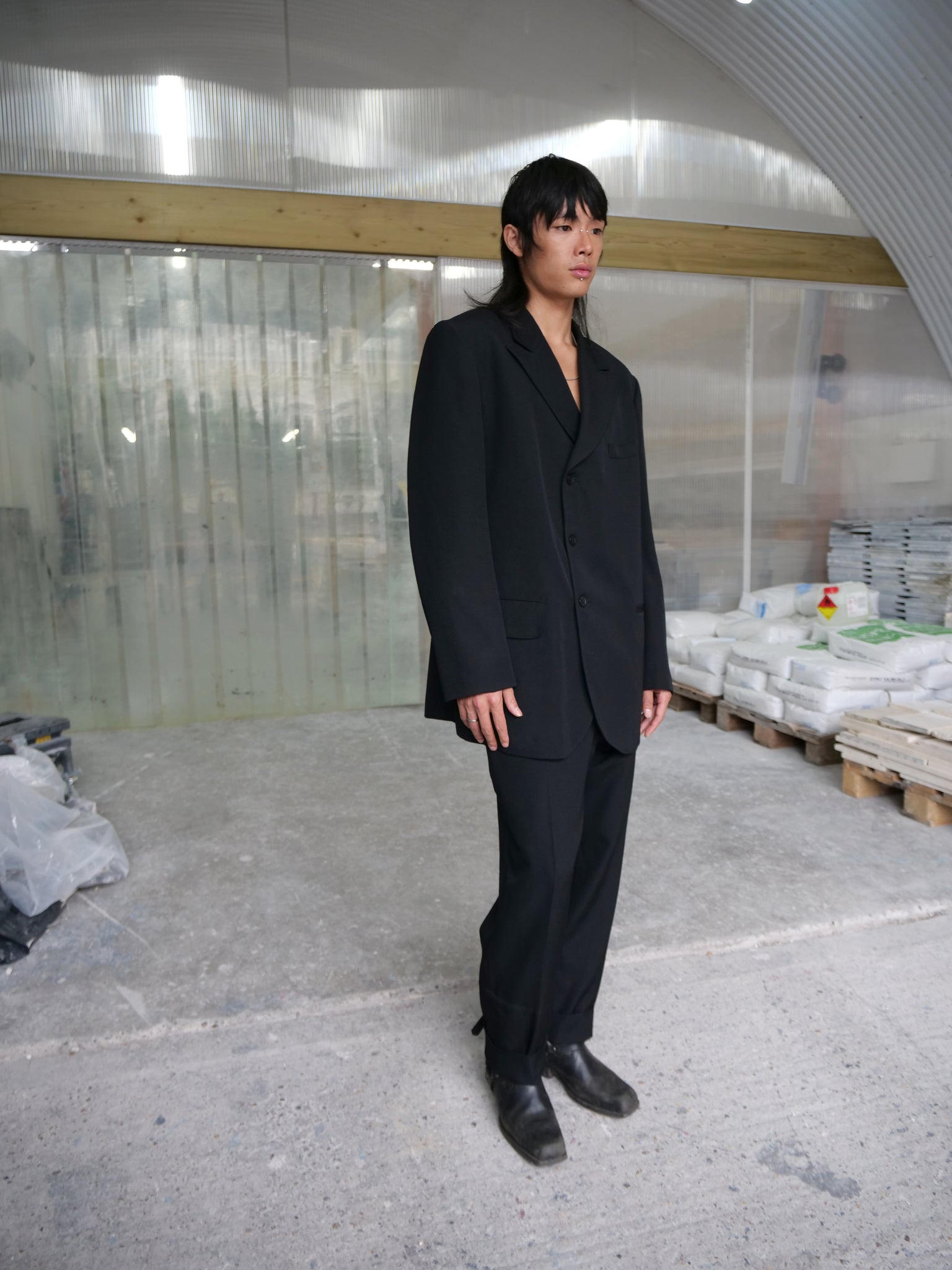 Oversized Black Suit With Back Zip Detail