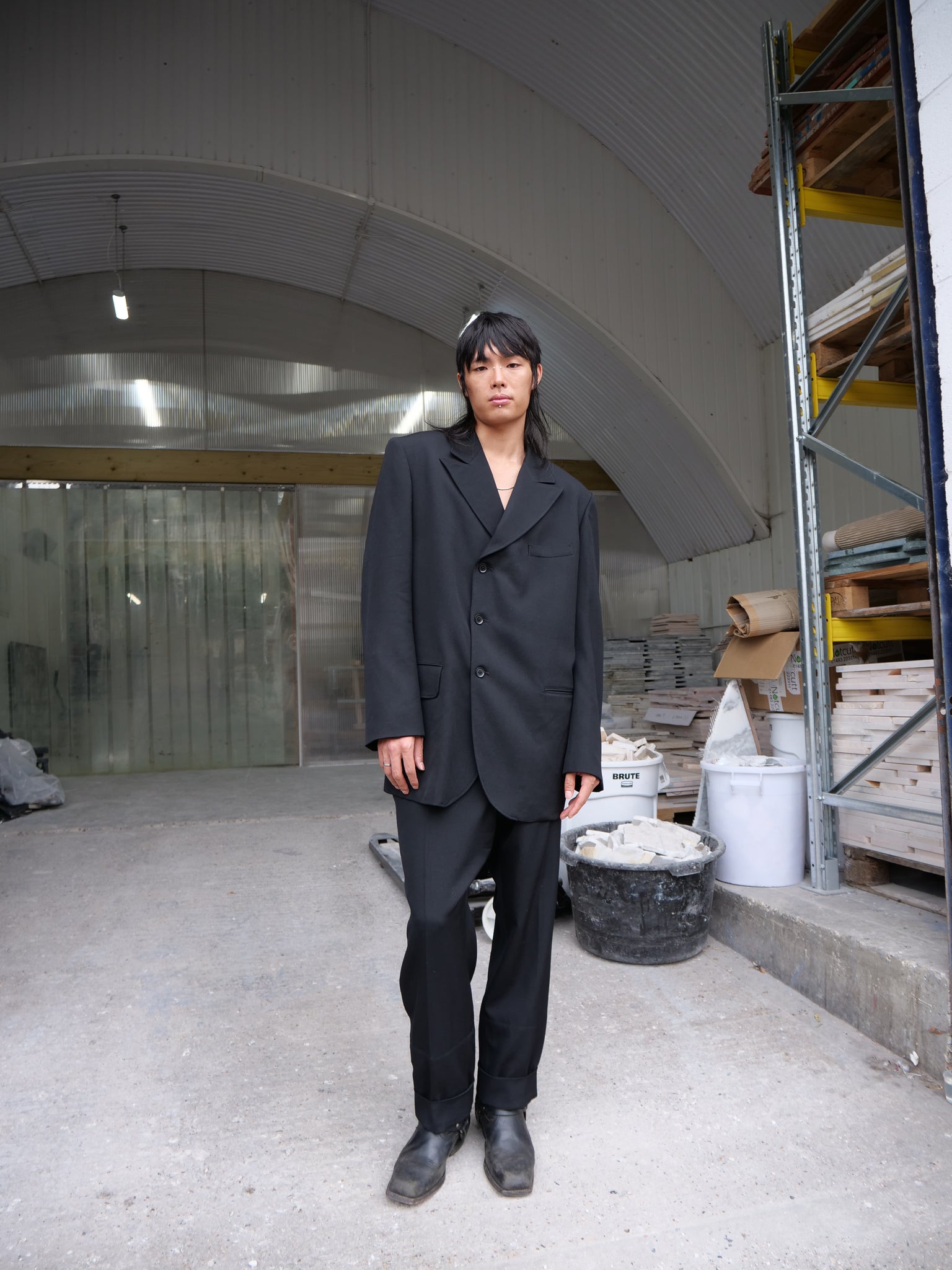 Oversized Black Suit With Back Zip Detail
