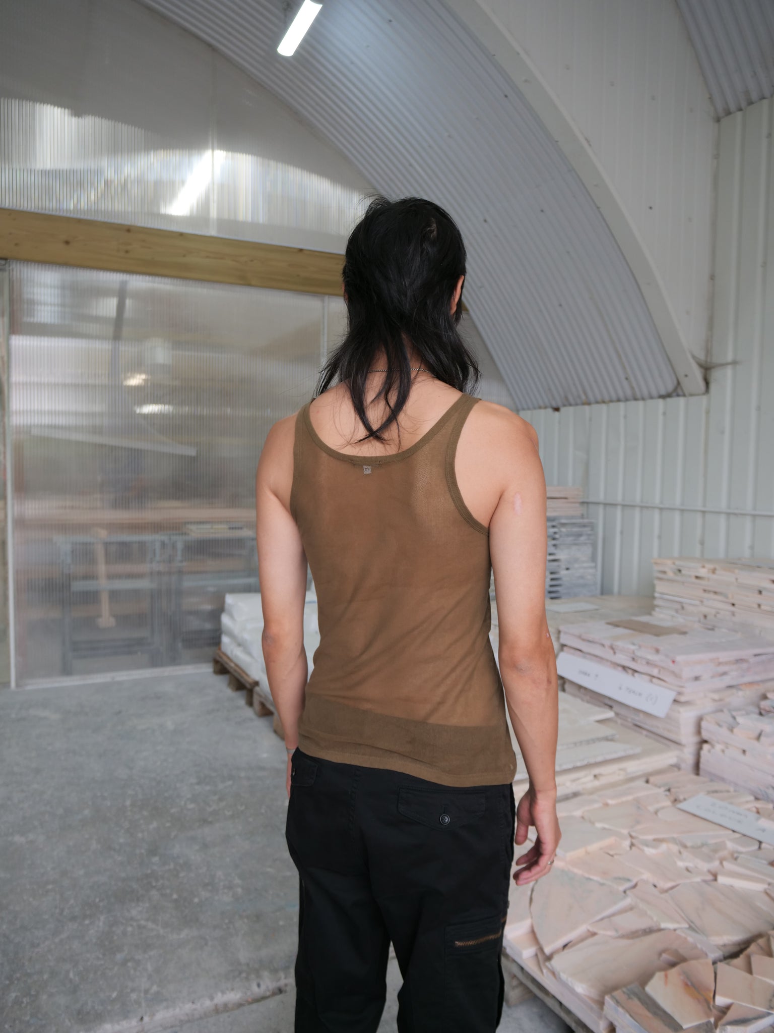 Mesh Beige Tank Top