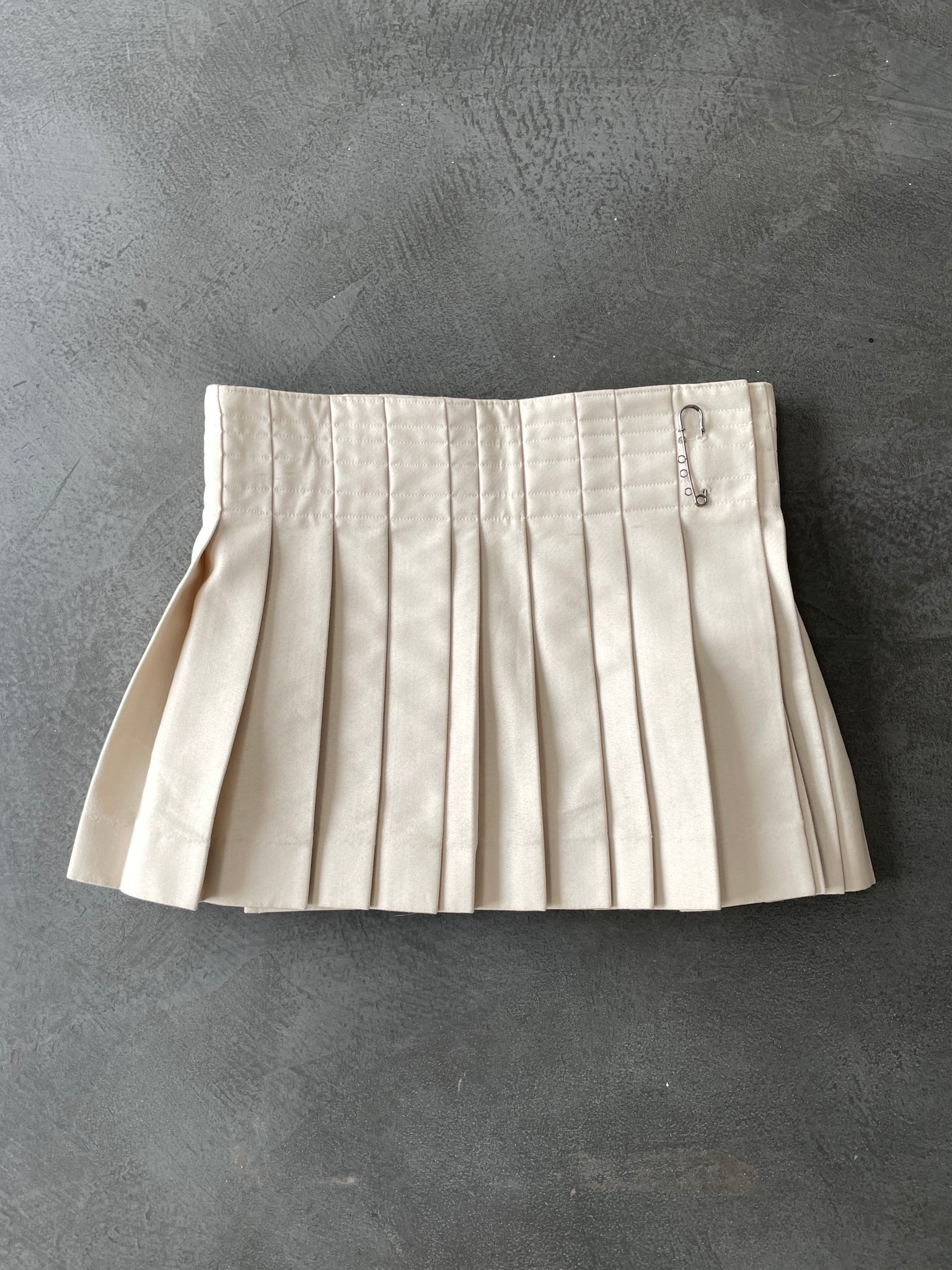 Beige Pleated Mini Skirt