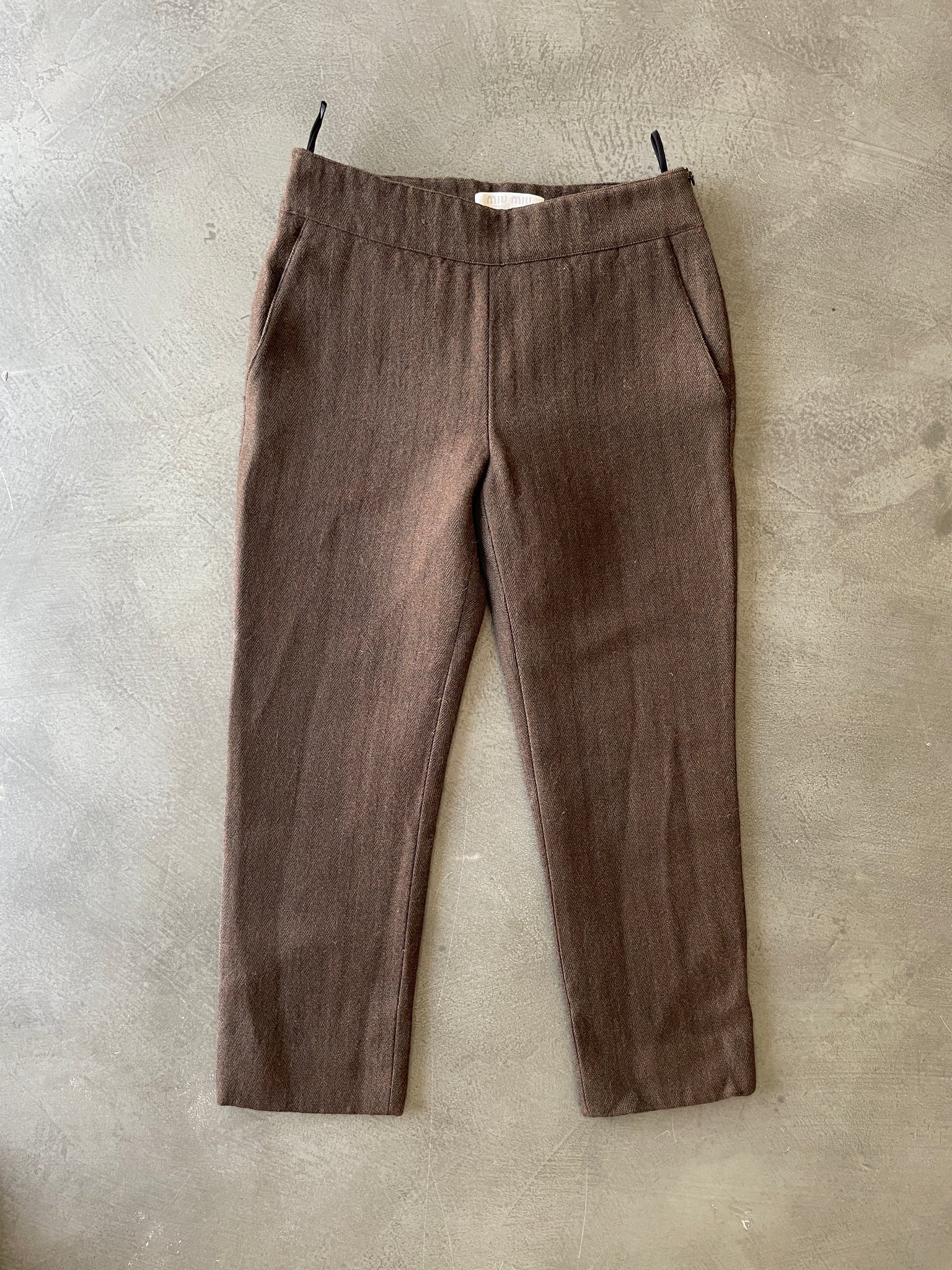 Brown Wool Cropped Trousers