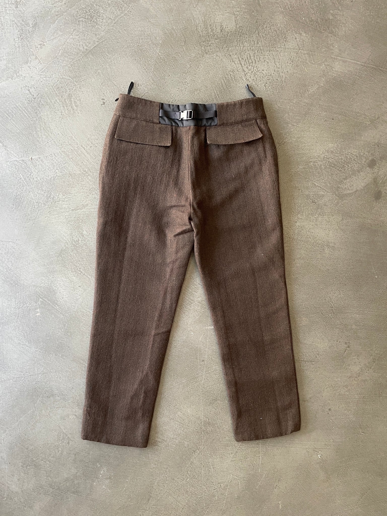 Brown Wool Cropped Trousers