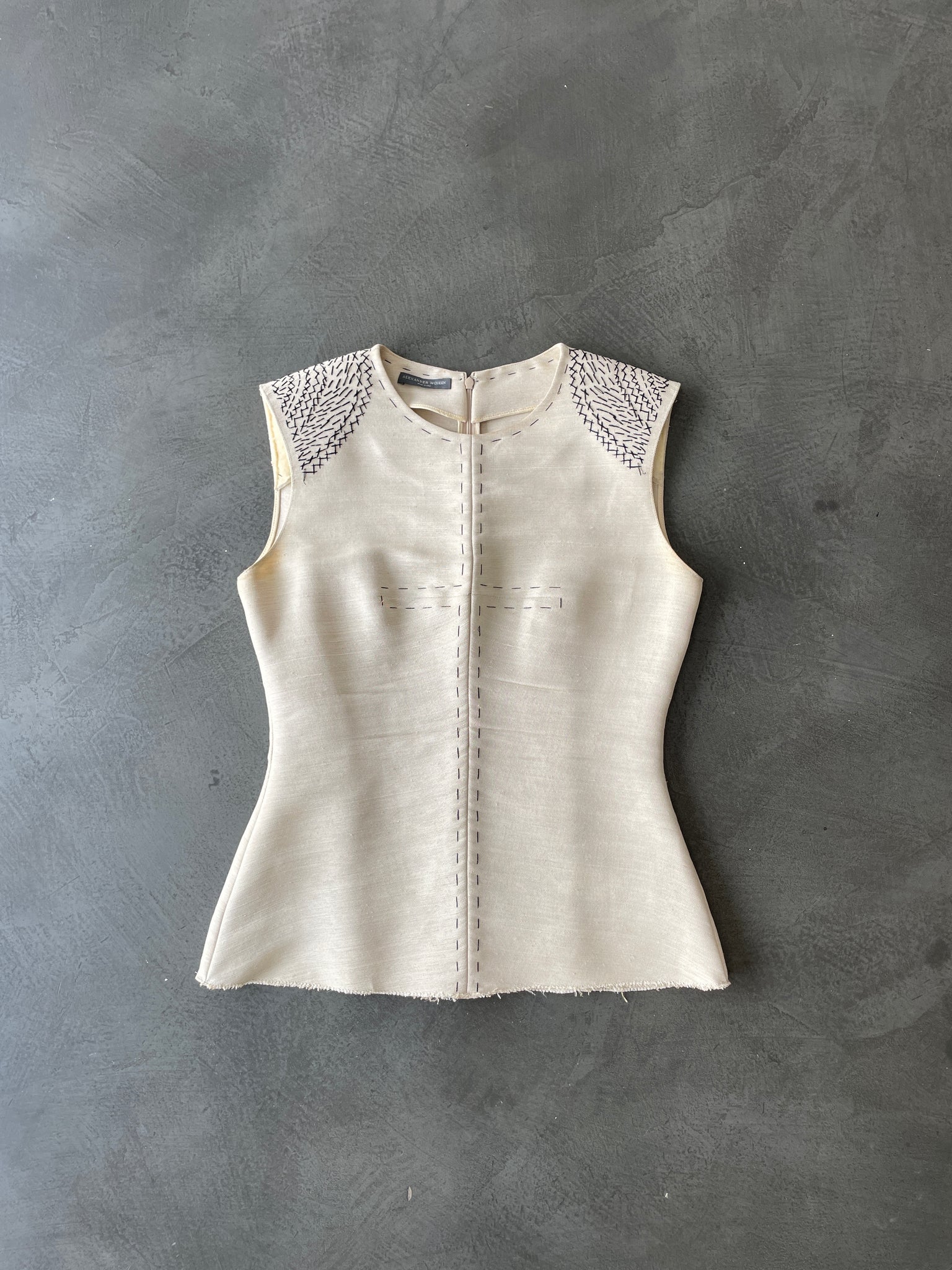 Off White Top With Cross Stitch Detail