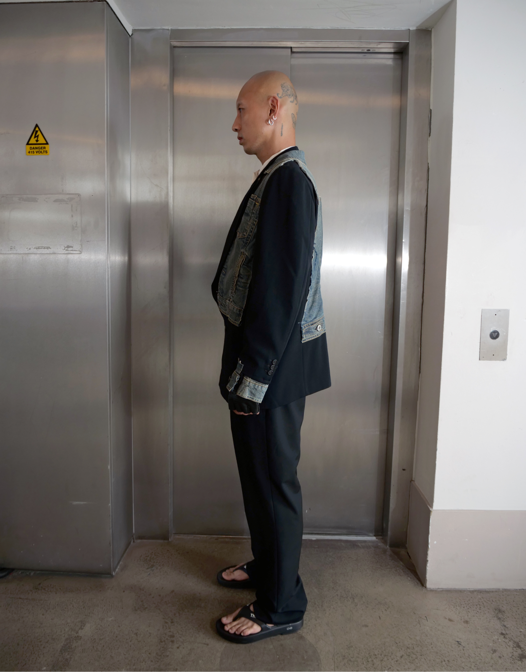 Hybrid Denim Double-Breasted Blazer