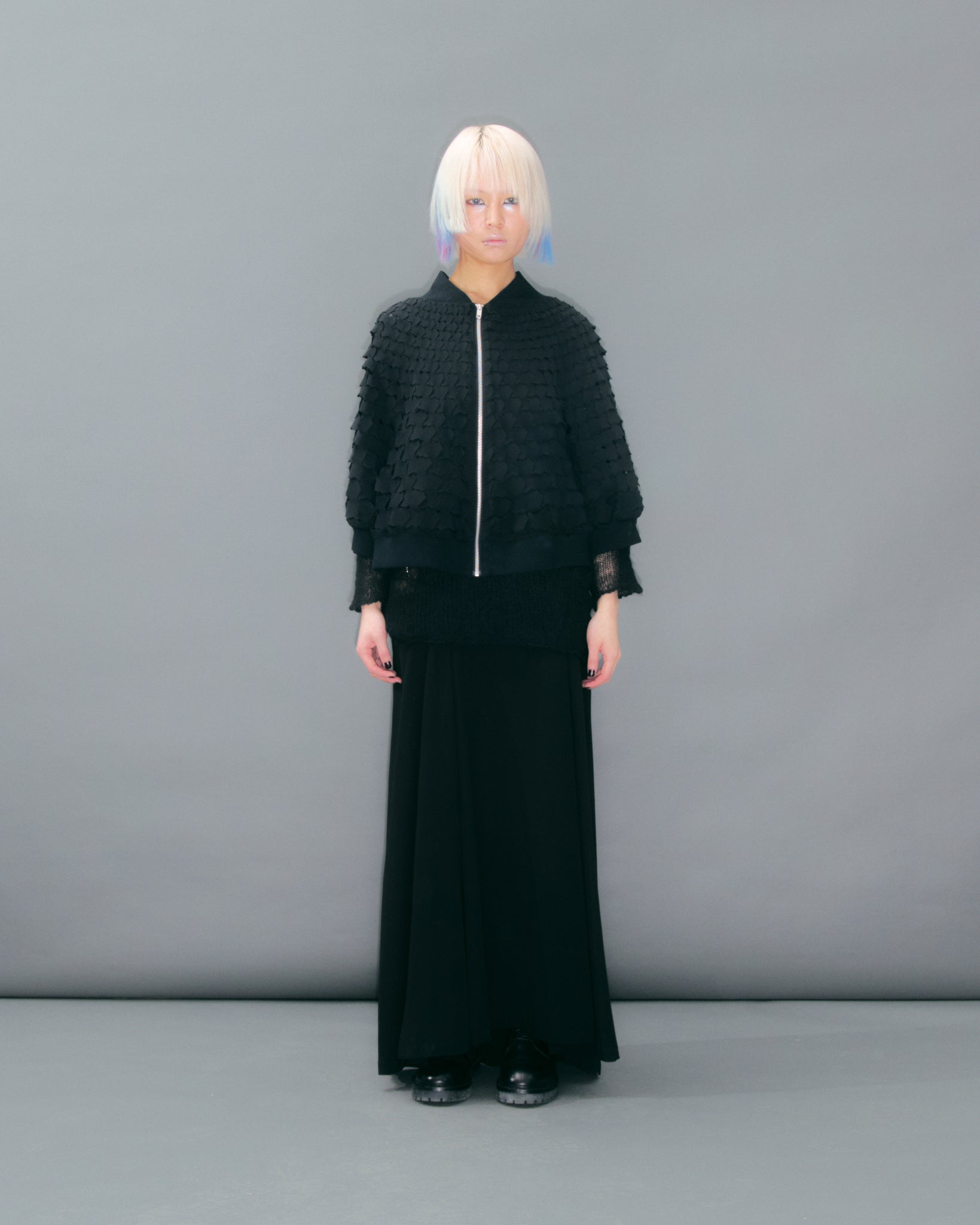 Black Woven Bomber Jacket