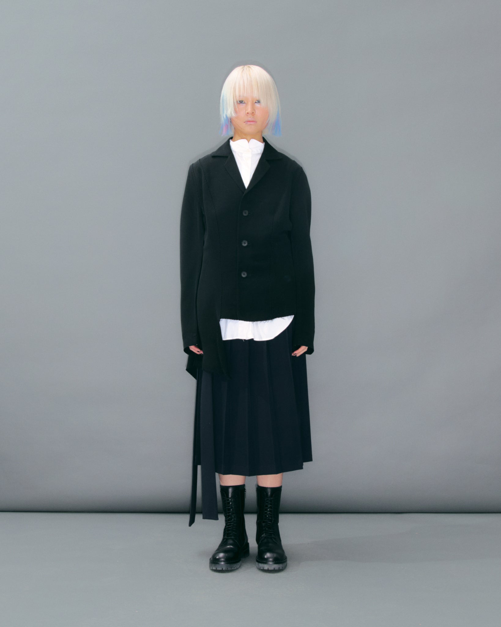 Single Stitched Asymmetrical Black Blazer