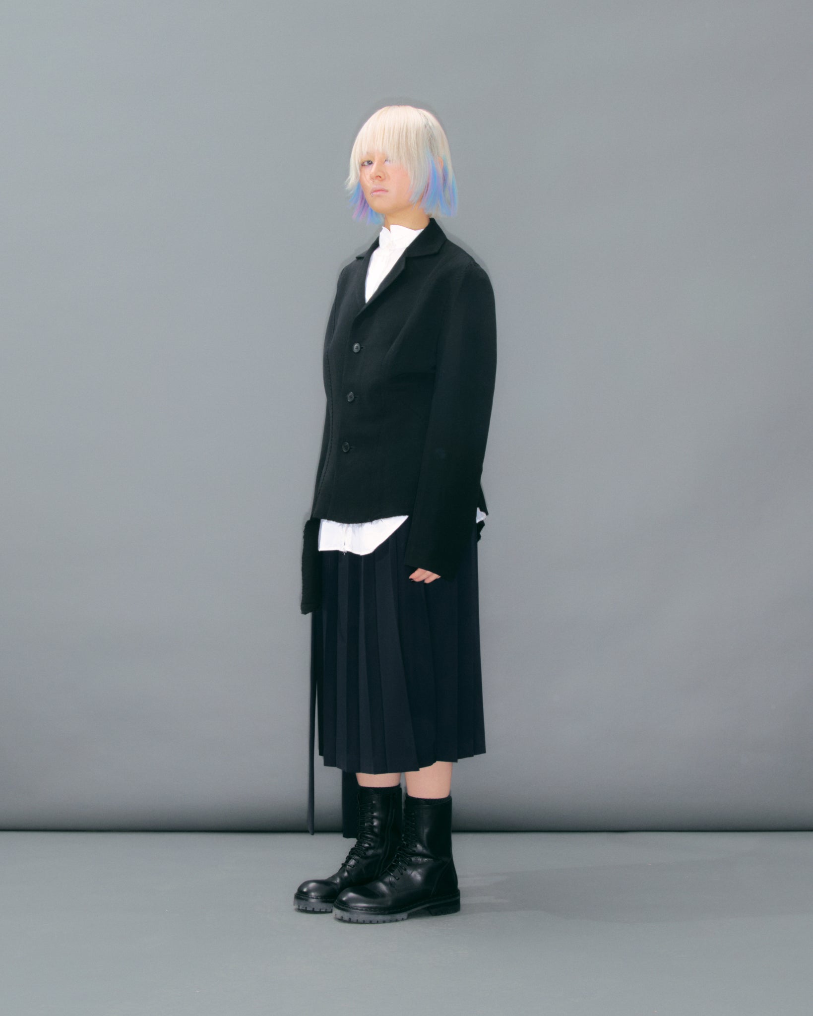 Single Stitched Asymmetrical Black Blazer