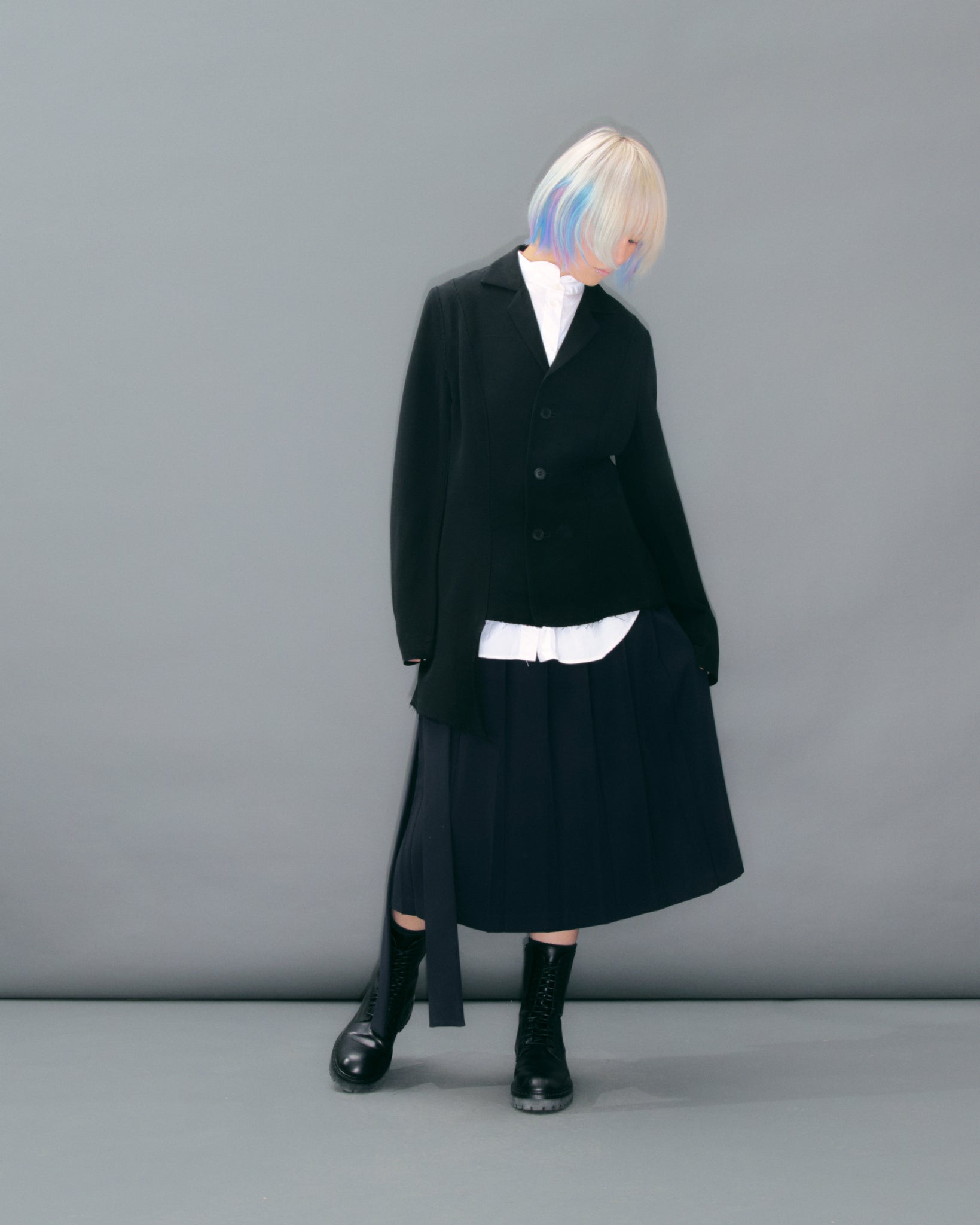 Single Stitched Asymmetrical Black Blazer
