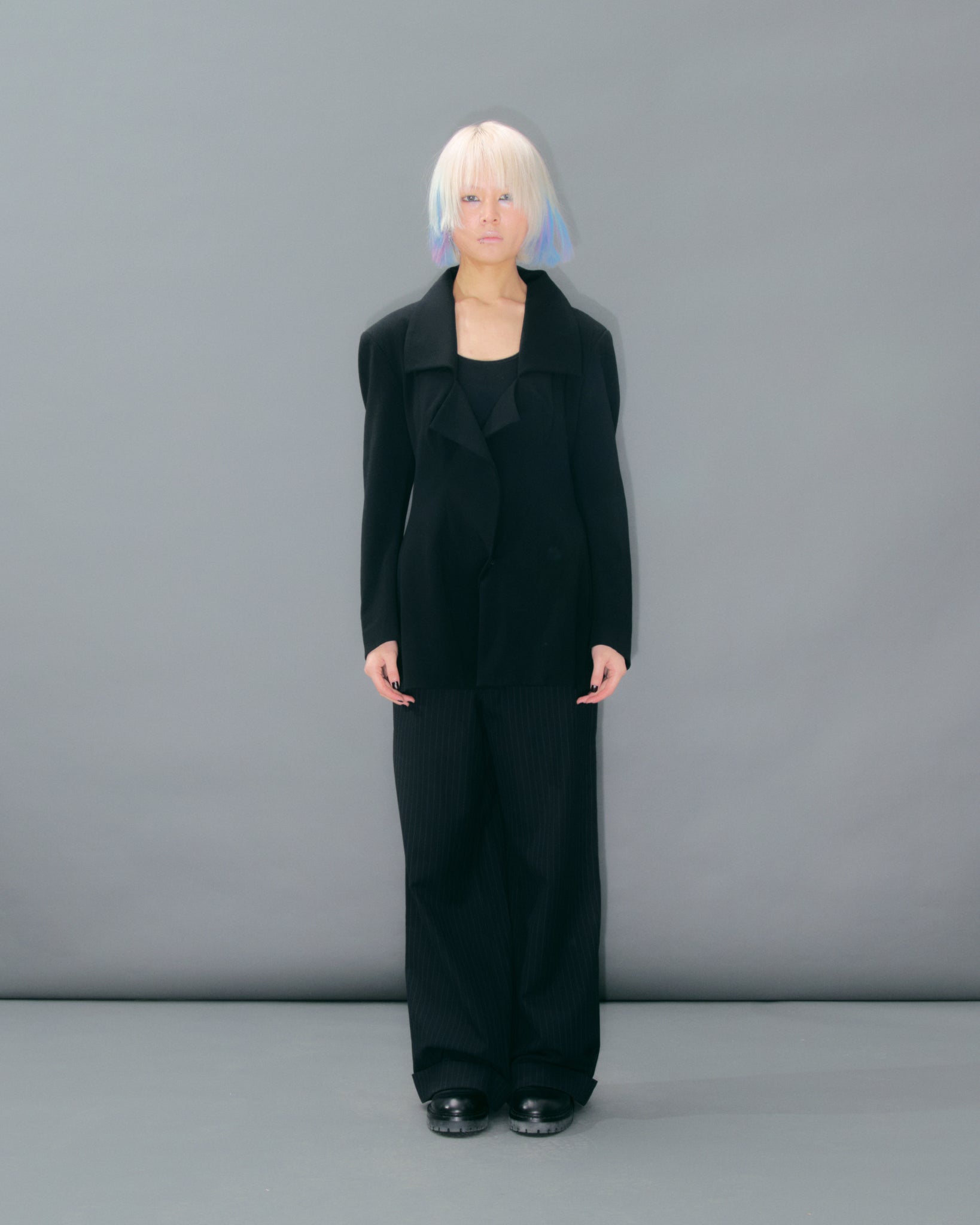 Black Wool Square Neck Jacket