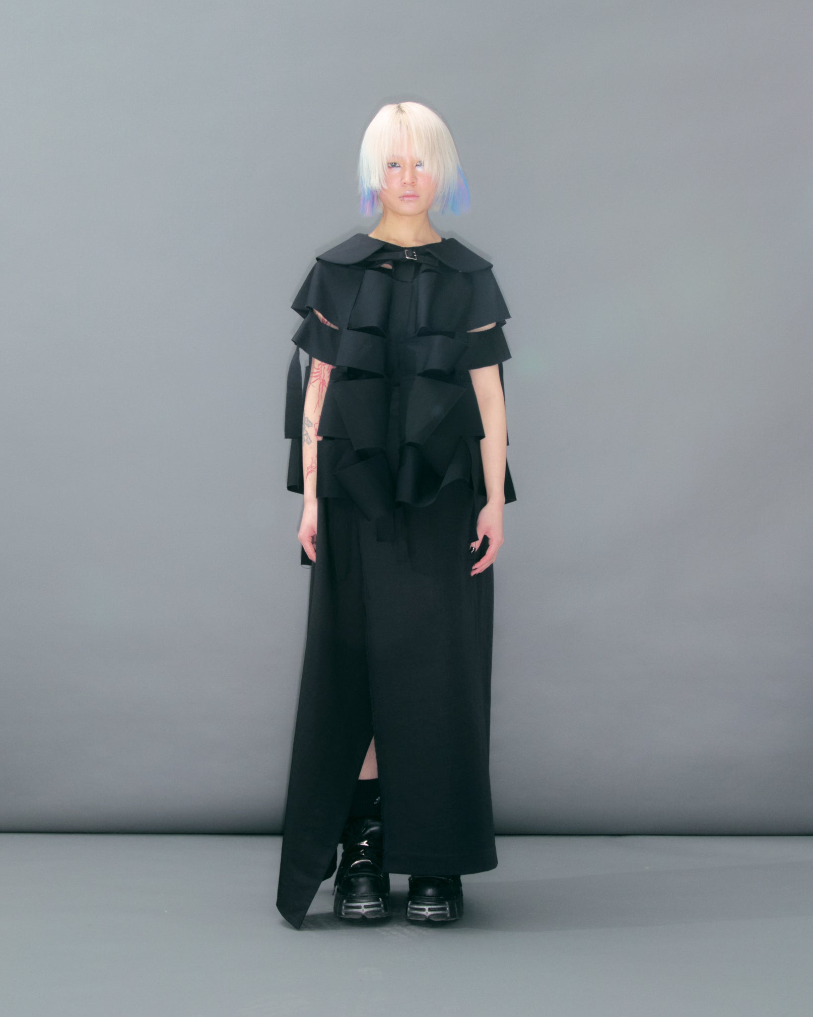 Slit Detail Black Cape