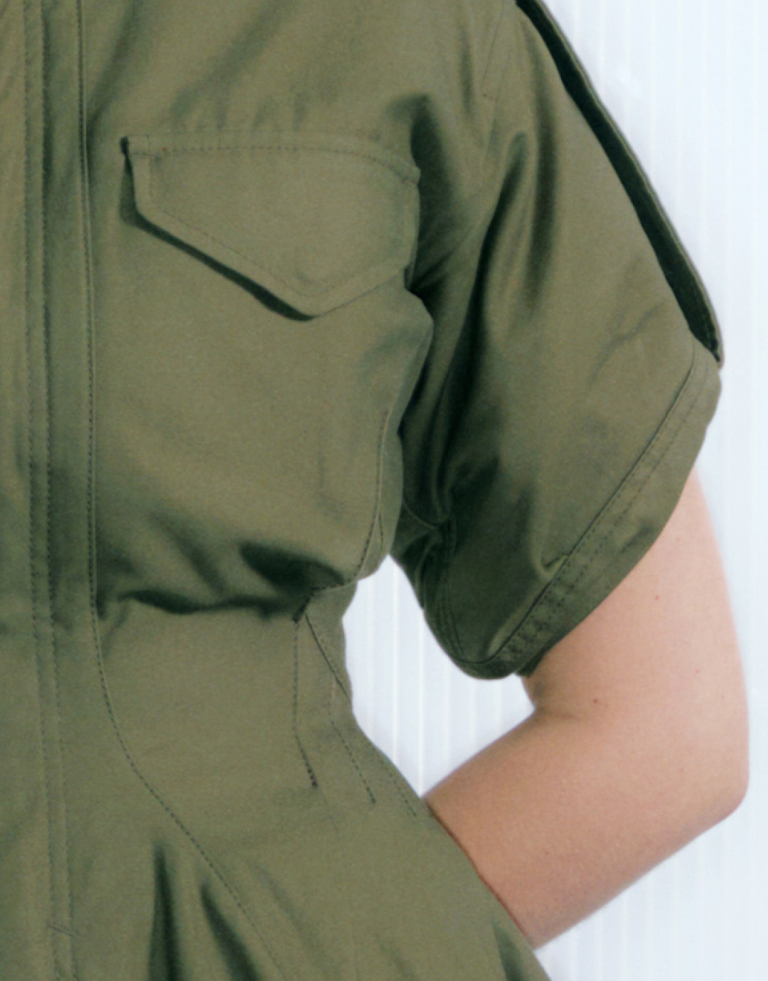 Khaki Zip Up Utility Short Sleeve Jacket Fall 2010