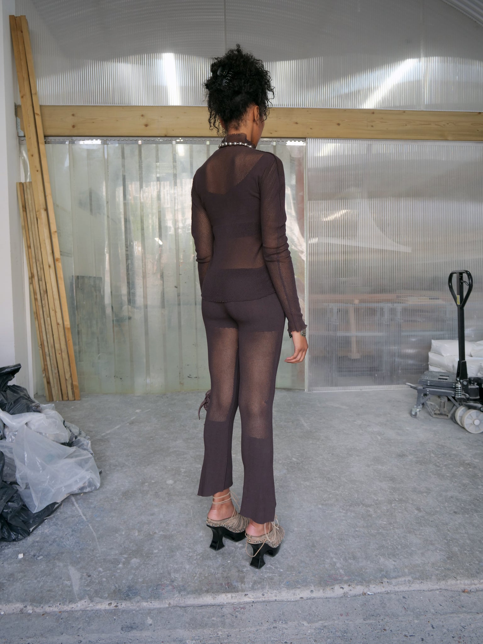 Brown Power Net Two Piece