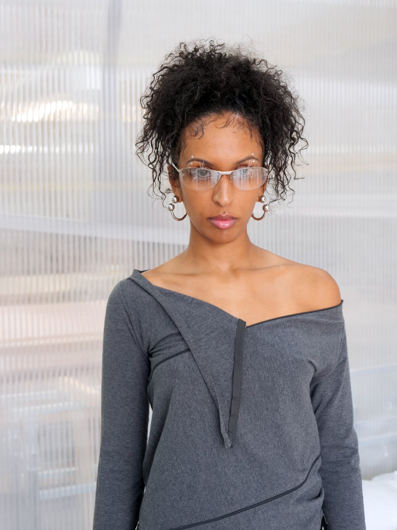 Zip Up Grey Longsleeve Top