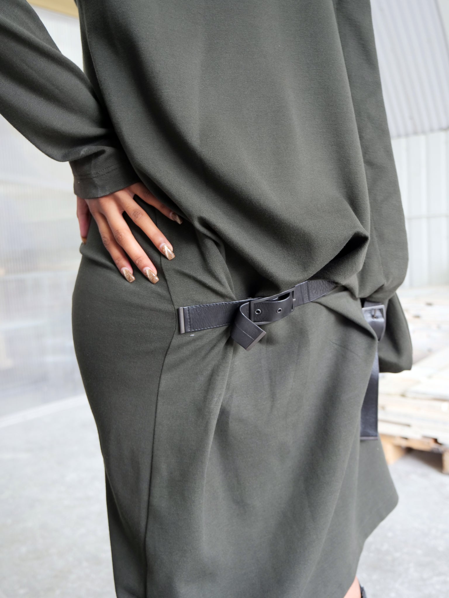 Leather Strap Detail Dress