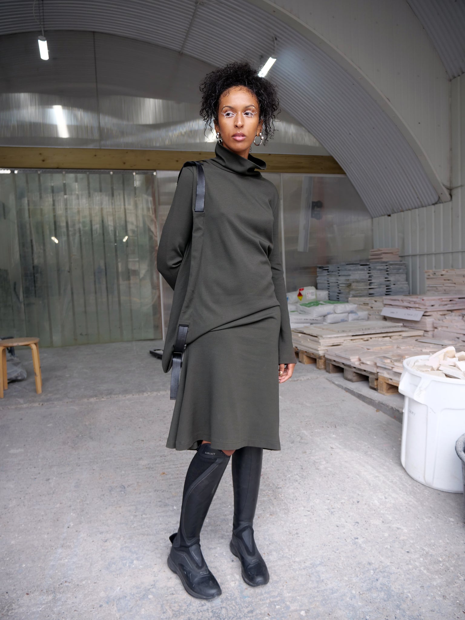 Leather Strap Detail Dress
