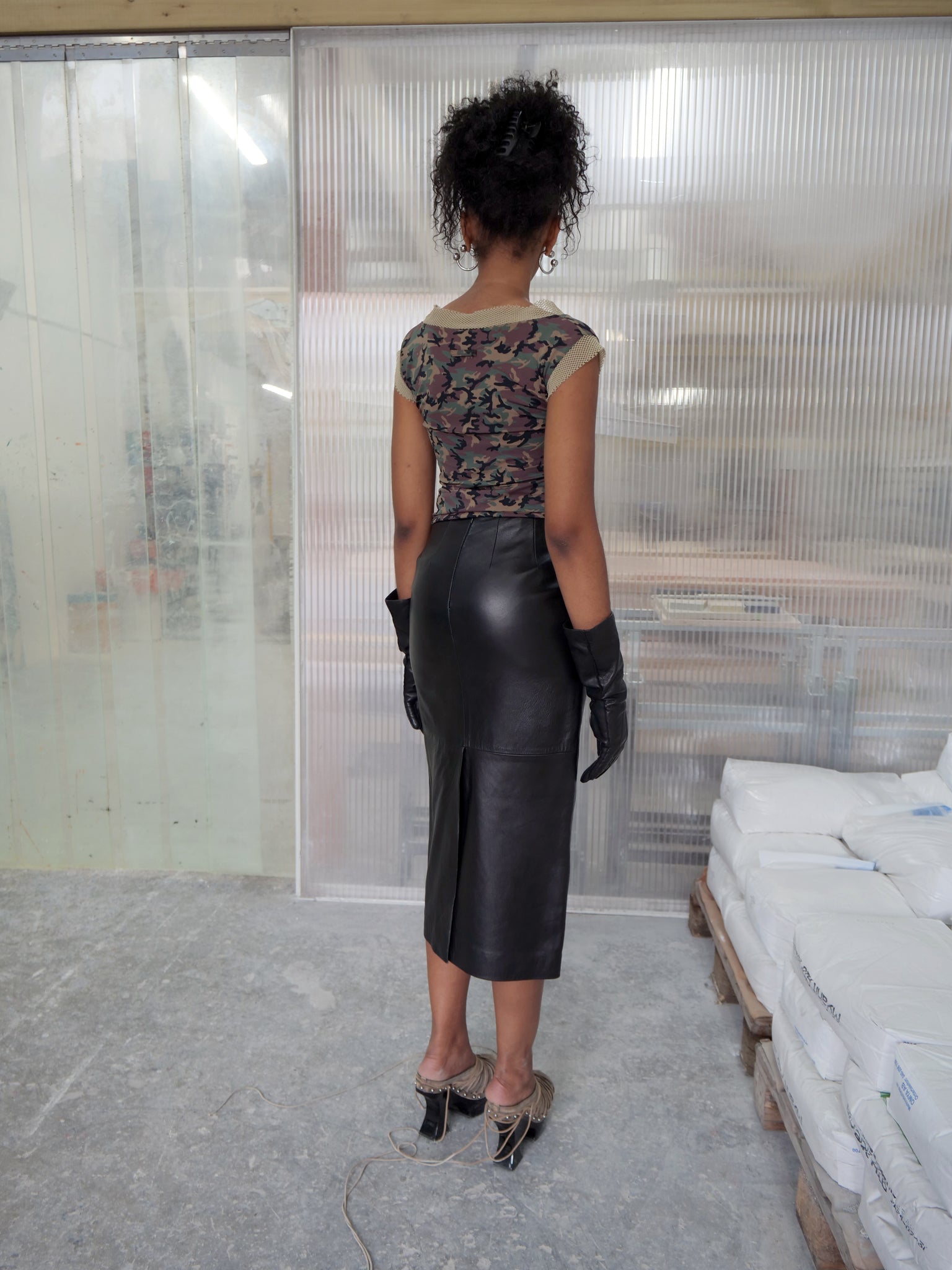 Black Long Leather Skirt