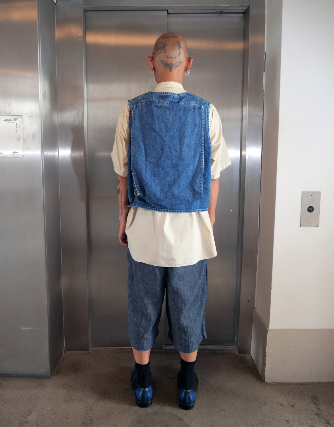 Cropped Denim Gilet With Pockets