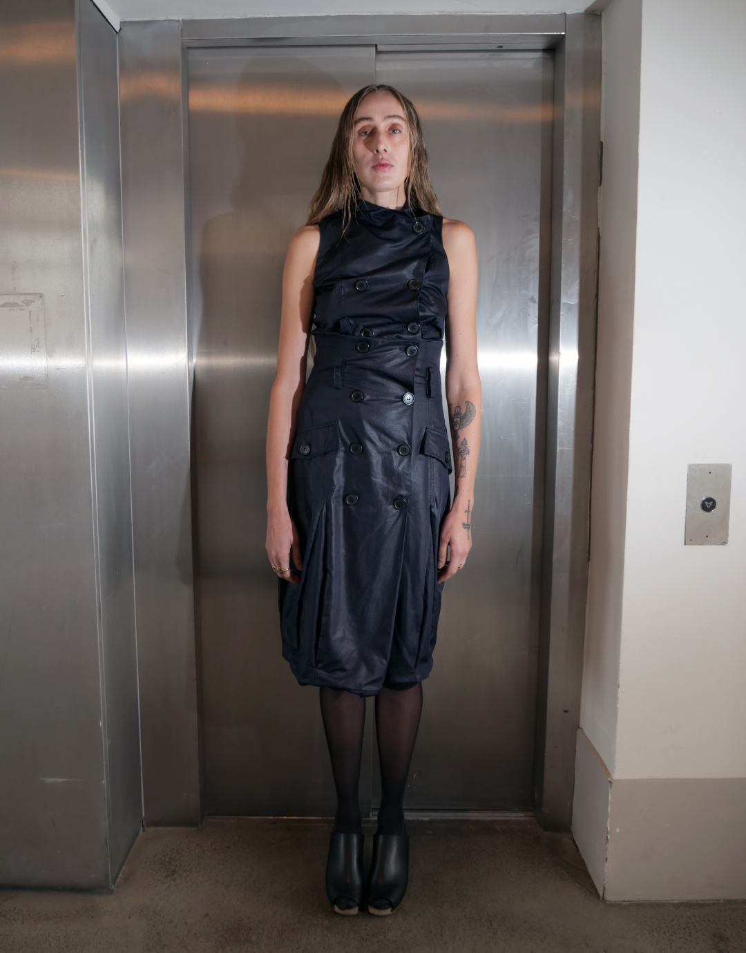 Navy Double Breasted Coated Set