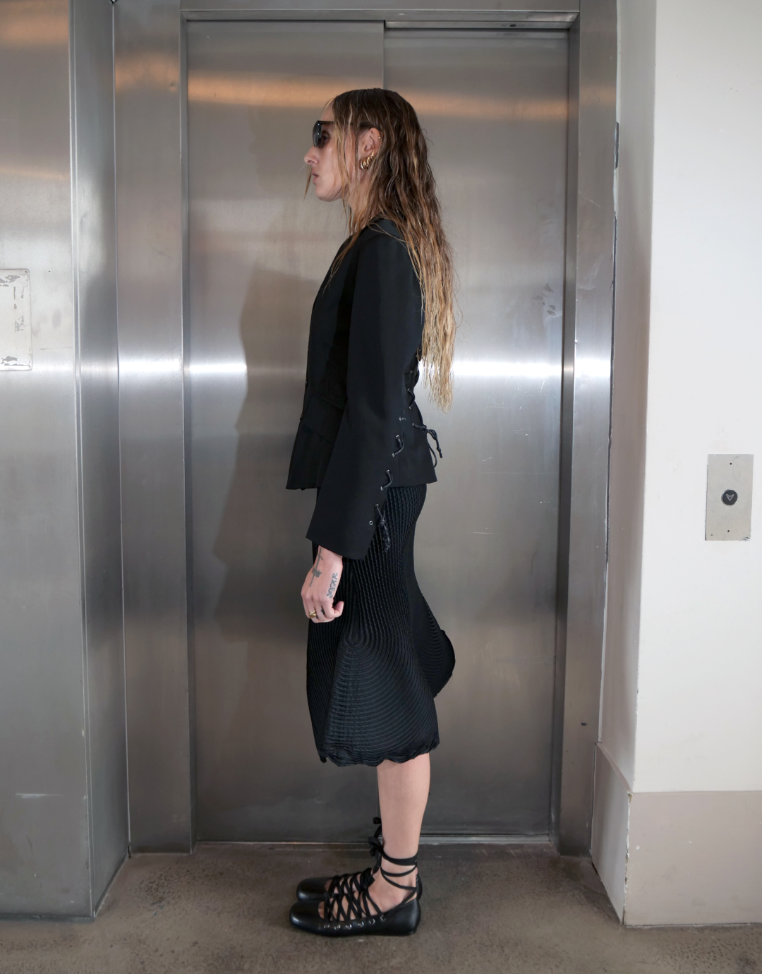 Black Blazer with Lace Up Back and Arms